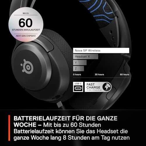 Belaidės žaidimų ausinės SteelSeries Arctis Nova 5P, Juodos spalvos