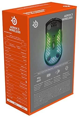 Belaidė Žaidimų pelė SteelSeries Aerox 3 Wireless, Juodos spalvos