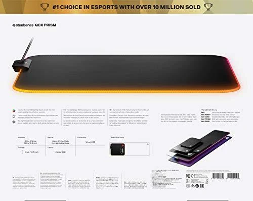 Medžiaginis pelės kilimėlis žaidimams SteelSeries QcK Prism Cloth RGB M