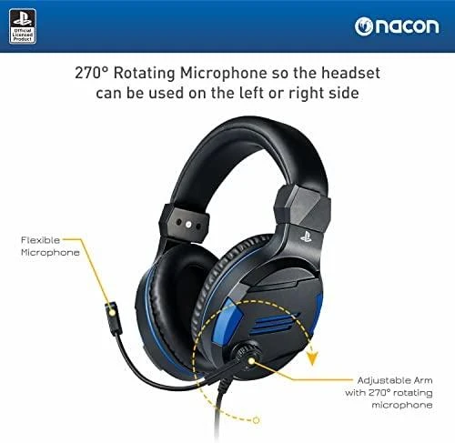 Nacon Big Ben Bigben Interactive PS4OFHEADSETV3 Ausinės be mikrofono ir ausinės su mikrofonu Laisvų rankų įranga Su lankeliu Juoda, Mėlyna
