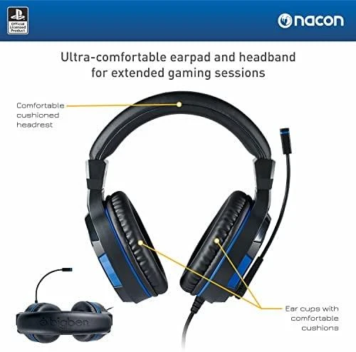 Nacon Big Ben Bigben Interactive PS4OFHEADSETV3 Ausinės be mikrofono ir ausinės su mikrofonu Laisvų rankų įranga Su lankeliu Juoda, Mėlyna