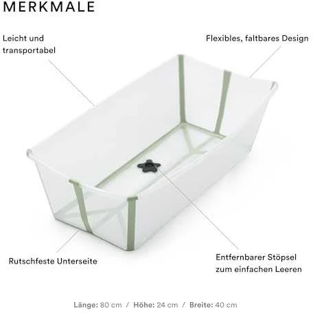 Stokke Flexi Bath - X-Large sulankstoma kūdikio vonelė | Skaidri žalia
