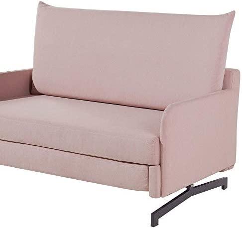 Beliani Išskleidžiama sofa 2 asmenims BELFAST rožinė