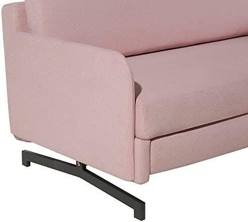 Beliani Išskleidžiama sofa 2 asmenims BELFAST rožinė