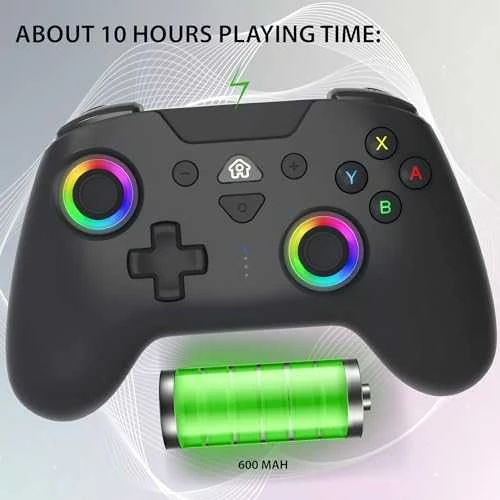 Subsonic belaidis LED valdiklis, juodas – „Nintendo Switch“
