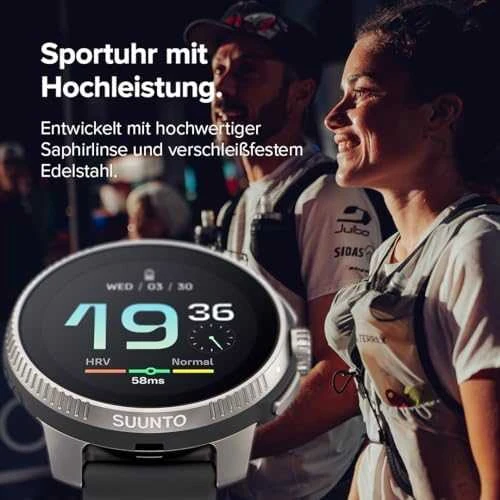 Išmanusis laikrodis Suunto Race Titanium Charcoal, Tamsiai pilkos spalvos korpusas su juodos spalvos dirželiu