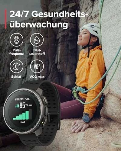 Išmanusis laikrodis Suunto Vertical Titanium Solar, Titano spalvos korpusas su juodos spalvos dirželiu
