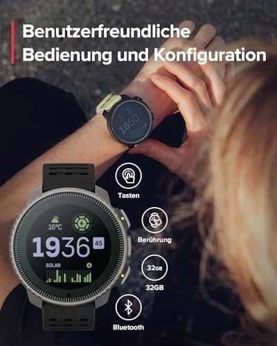 Išmanusis laikrodis Suunto Vertical Titanium Solar, Titano spalvos korpusas su juodos spalvos dirželiu