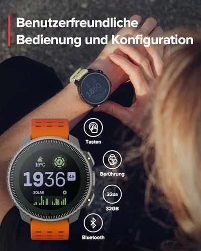 Išmanusis laikrodis Suunto Vertical Titanium Solar Canyon, Titano spalvos korpusas su oranžinės spalvos dirželiu