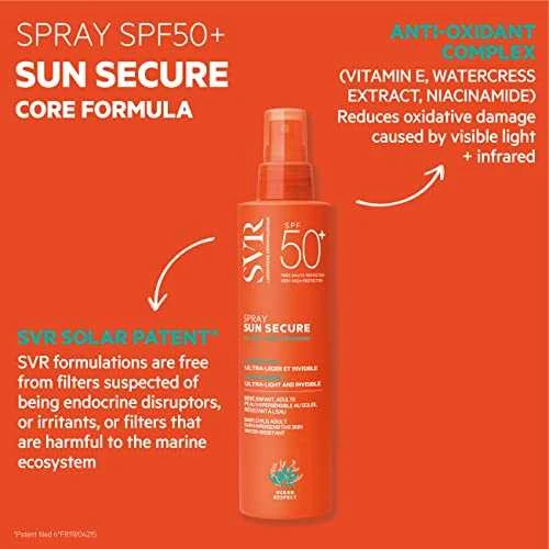 Svr Sun Secure Purškiklis Moisturiser SPF 50+ apsauginis veido ir kūno purškiklis nuo saulės, 200 ml