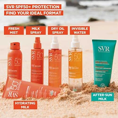 Svr Sun Secure Purškiklis Moisturiser SPF 50+ apsauginis veido ir kūno purškiklis nuo saulės, 200 ml