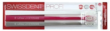 Swissdent Profi Whitening Trio Dantų šepetėlis minkšti dantų šepetėliai, spalva: Baltas, Rožinė, Pilkas, 3 vnt.