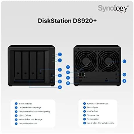 Serveris SYNOLOGY DiskStation NAS DS920+ 4-Bay J4125 4GB DDR4