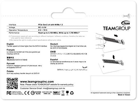 TEAM GROUP MP33 Pro 1TB PCIe Gen3 x4 NVMe M.2 SSD 2100/1700 MB/s