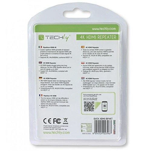 Techly IDATA HDMI2-RIP4KT vaizdo ir garso signalų ilgintuvas AV kartotuvas Juoda