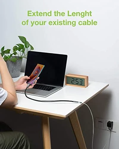 TECHLY USB 3.2 Gen 2 USB-C M/F E-Mark Cable 1m Juodas