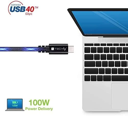 TECHLY USB 4 Gen 3 Type-C laidas M/M E-Mark 8K 40Gbps 100W PD 0,8m