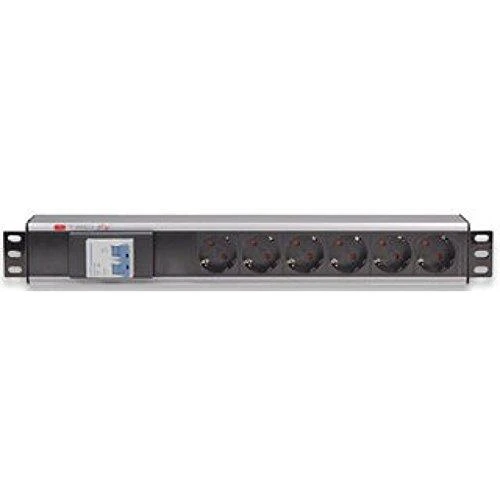 Techly Pro TECHLYPRO 023233 TechlyPro Rack 19 1,5U maitinimo juostelė 250V/16A 6x Schuko 3m dvigubas oro jungiklis