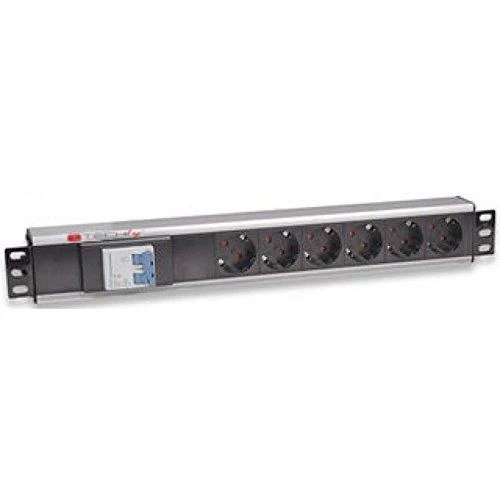 Techly Pro TECHLYPRO 023233 TechlyPro Rack 19 1,5U maitinimo juostelė 250V/16A 6x Schuko 3m dvigubas oro jungiklis