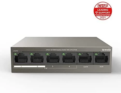 Šakotuvas Tenda TEF1106P-4-63W PoE adapter