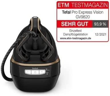 TEFAL | Pro Express Vision garo stotis | GV9820 | 3000 W | 1,2 l | 9 barai | Automatinis išjungimas | Vertikali garų funkcija | Kalkių valymo funkcija | Juodas/Auksas