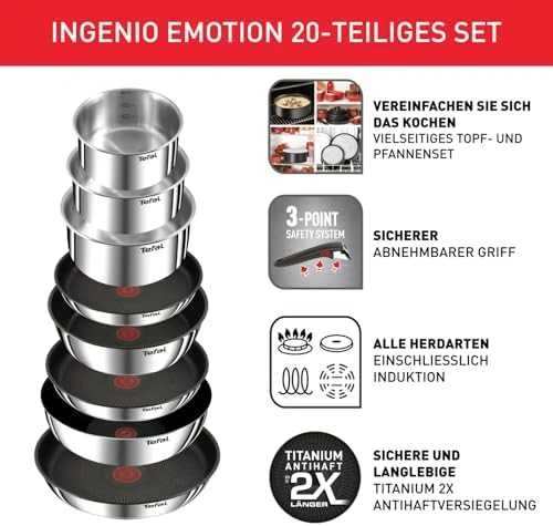 Puodų ir keptuvių rinkinys Tefal Ingenio Emotion, 20 dalių (L897SJ04)