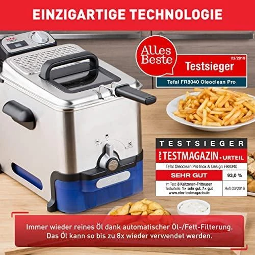 Gruzdintuvė Keptuvė Tefal Oleoclean Pro FR8040 (3,5 l, 1,2kg, 2300 W, plieno spalvos)