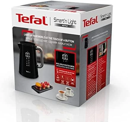 TEFAL Virdulys KO854830 Smart'n Light Electric, 1800 W, 1 L, Plastikinis, 360° sukamasis pagrindas, Juodas