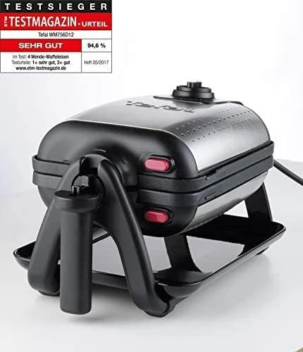 Tefal WM756D vaflinė 2 vafliai Juoda, Nerūdijančiojo plieno 1200 W