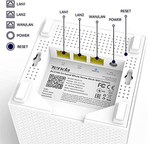 Maršrutizatorius Tenda Nova Wi-Fi 5 trijų dažnių juostų maršrutizatorių rinkinys, 3 vnt., MW12-3
