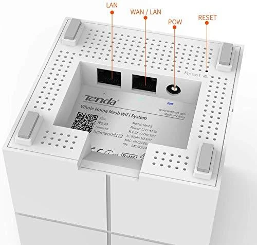 „System Mesh Tenda MW6 3pack“ (xDSL (kabelio jungtis LAN), 2,4 GHz, 5 GHz)