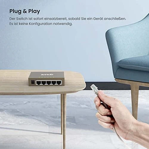 Šakotuvas Tenda TEG1005D tinklo jungiklis Nevaldomas Gigabit Ethernet (10/100/1000) Pilkas