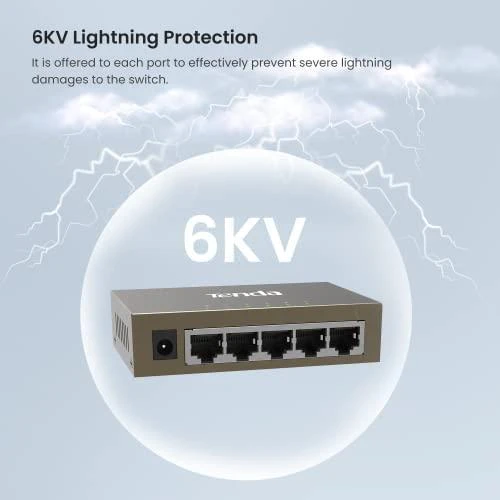 Šakotuvas Tenda TEG1005D tinklo jungiklis Nevaldomas Gigabit Ethernet (10/100/1000) Pilkas