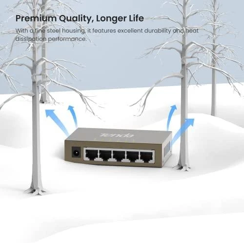 Šakotuvas Tenda TEG1005D tinklo jungiklis Nevaldomas Gigabit Ethernet (10/100/1000) Pilkas