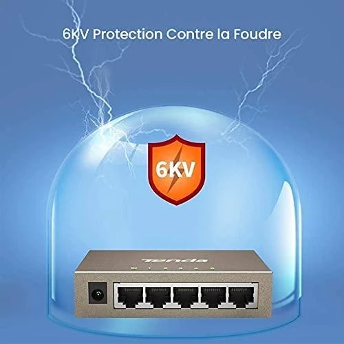 Šakotuvas Tenda TEG1005D tinklo jungiklis Nevaldomas Gigabit Ethernet (10/100/1000) Pilkas