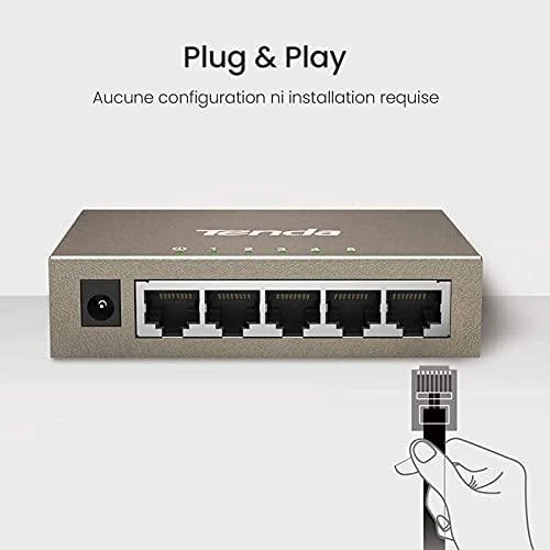 Šakotuvas Tenda TEG1005D tinklo jungiklis Nevaldomas Gigabit Ethernet (10/100/1000) Pilkas