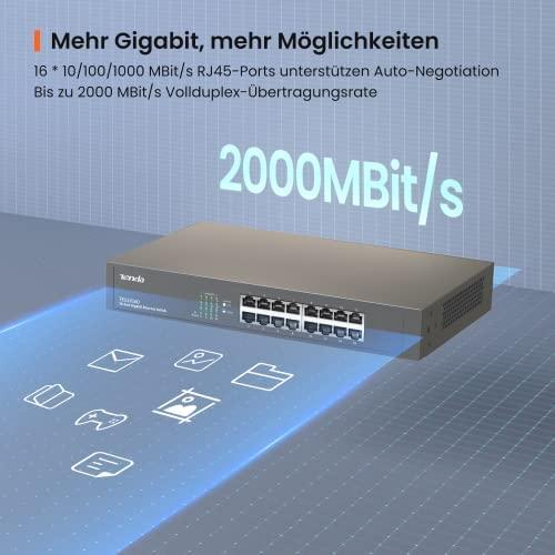 Šakotuvas Tenda 16-port Gigabit Ethernet Switch Unmanaged Mėlyna