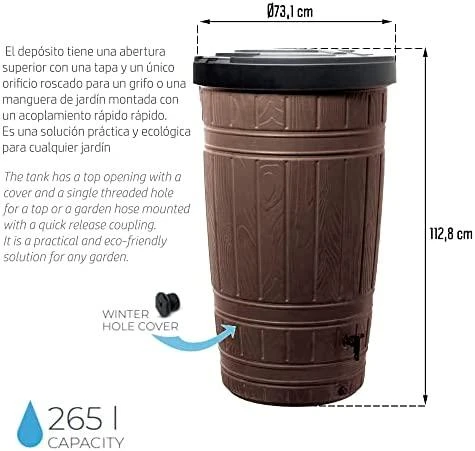 Prosperplast talpa lietaus vandeniui WOODCAN 265L