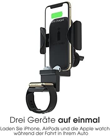 Terratec ChargeAir All Car Aktyvus laikiklis Mobilusis telefonas / išmanusis, Išmanusis laikrodis Juoda