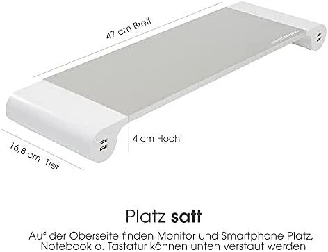 Laikiklis Terratec Spacebar aliuminio monitoriaus stovas su 4 USB įkrovimo prievadais