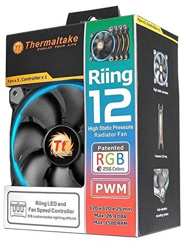 THERMALTAKE Riing 12 LED RGB 3er rinkinys didelio našumo važiuoklės ventiliatorius 3 dalys 120x120x25mm RGB LED Triukšmas 18,7 dBA su LNC