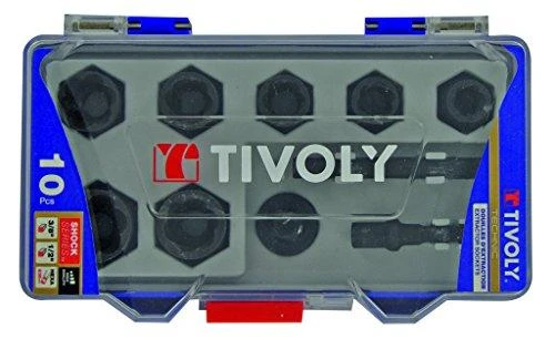 Grąžtas Suktų galvučių Twister rinkinys, 3/8" ,10-11-13-14-16-17-19mm, perejimas iš 1/2" i 3/8"-3/8" į 1/4", Tivoly