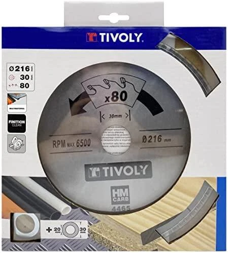 Tivoly Diskinis pjūklas spalvotiems metalams 216x30x2.5/1.7mm, z80, 3°, (20mm adapteris)