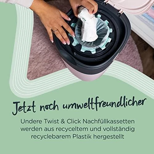 TOMMEE TIPPEE SANGENIC TWIST AND CLICK ADVANCED SAUSKELNIŲ KONTEINERIO IR 6 VNT. KASEČIŲ RINKINYS, Baltas