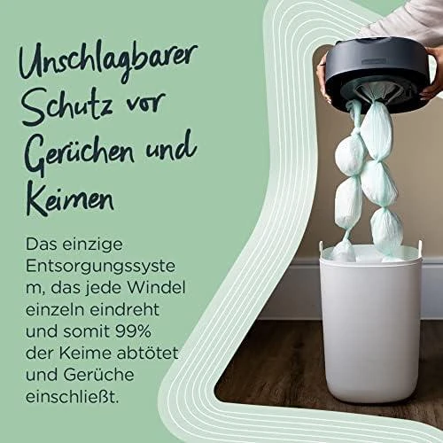 TOMMEE TIPPEE SANGENIC TWIST AND CLICK ADVANCED SAUSKELNIŲ KONTEINERIO IR 6 VNT. KASEČIŲ RINKINYS, Baltas