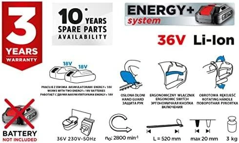Akumuliatorinės gyvatvorių žirklės Graphite 5902062501165