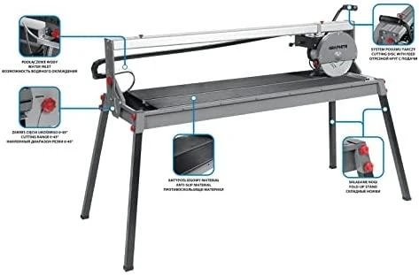 Graphite Przecinarka Plytelių pjaustyklė 1500 W, 250 x 25 mm, stalo dydis 1230 x 460 mm, pjovimo diapazonas 1200 mm