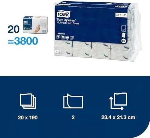 Lapelinis rankšluostinis popierius Tork Xpress Multifold Universal H2 2sl., 23,4 x 21,3 cm (20 vnt.)