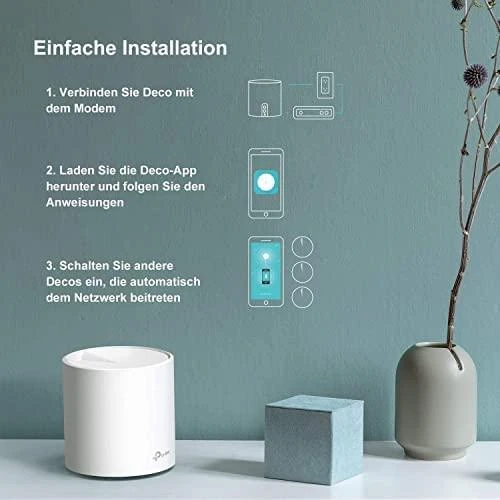 Maršrutizatorius TP-LINK | „AX1800 Whole Home Mesh Wi-Fi 6“ sistema | Deco X20 (2 pakuotės) | 802.11ax | 1201+574 Mbit/s | 10/100/1000 Mbit/s | Ethernet LAN (RJ-45) jungtys 2 | Tinklelio palaikymas Taip | MU-MiMO Taip | Nėra mobiliojo plačiajuosčio ryšio | Antenos tipas 4xInternal per Deco uni