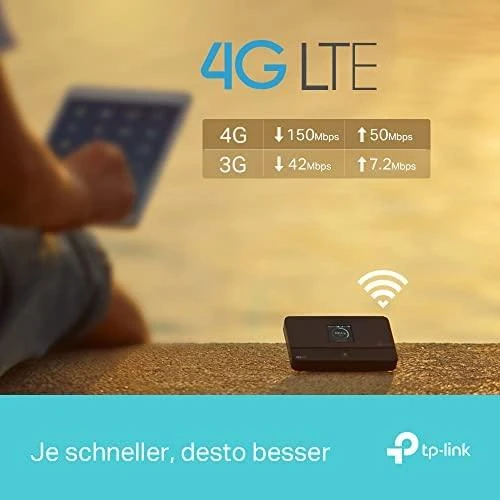 Modemas TP-LINK mobilusis 4G LTE WLAN Maršrutizatorius su integr.4G modemu, SIM kortelės lizdas, 1,4 colio TFT Ekranas, 2550 mAH Akku, Micro SD kortelės lizdas